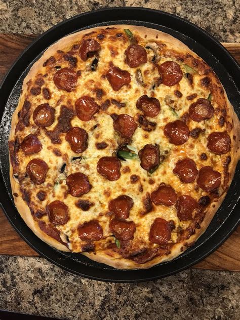 Pepperoni Mushroom And Green Pepper Turned Out Great Rpizza