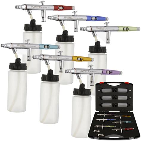 Pro All Purpose Dual Action Studio Airbrush Set Airbrushes W Bottles