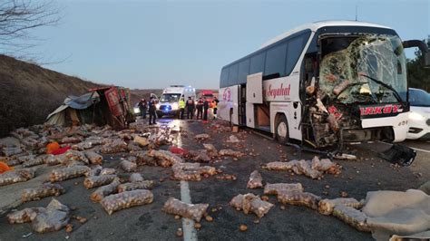 Tekirdağ da kamyon ve otobüs çarpıştı 1 ölü 3 yaralı Son Dakika