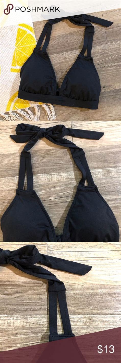 Mossimo Double Strap Adjustable Halter Bikini Top Simply Stylish Black