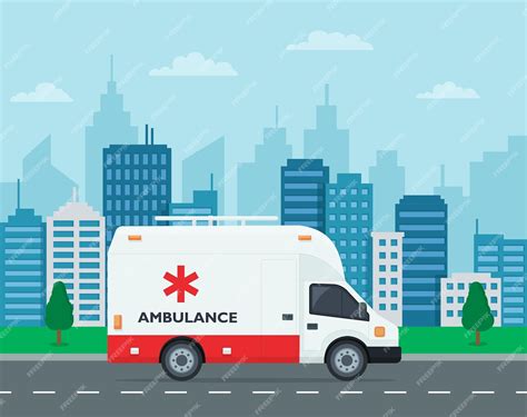 Premium Vector | Ambulance driving on the road to the hospital ...