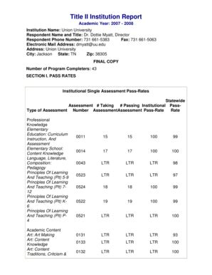 Fillable Online Uu Institution Name Union University Uu Fax Email