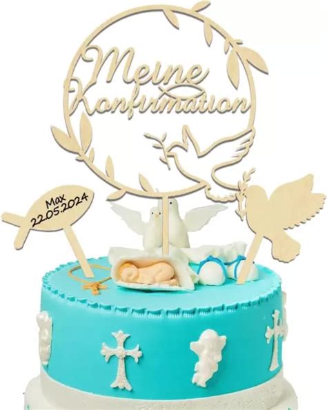 Cake Topper Kommunion Holz Tortendeko Kommunion Taufe Taube