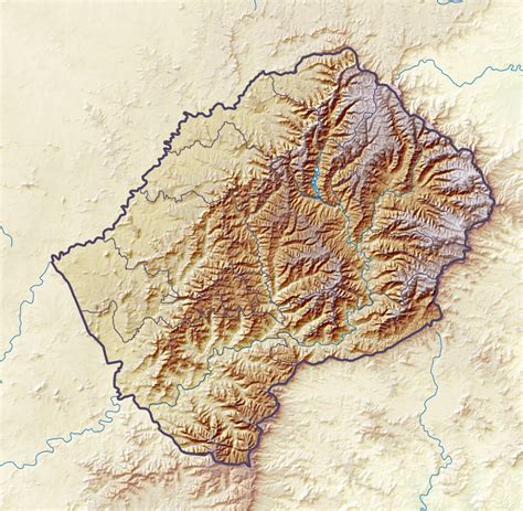 Detailed relief map of Lesotho | Lesotho | Africa | Mapsland | Maps of ...