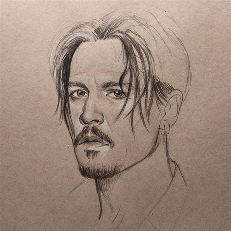 A Pencil Drawing Of A Man With Long Hair