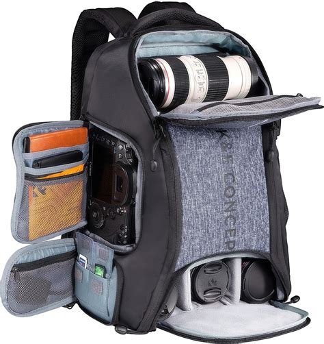 K F Concept Camera Backpack Foldable Full Zipper Opening Dual Side