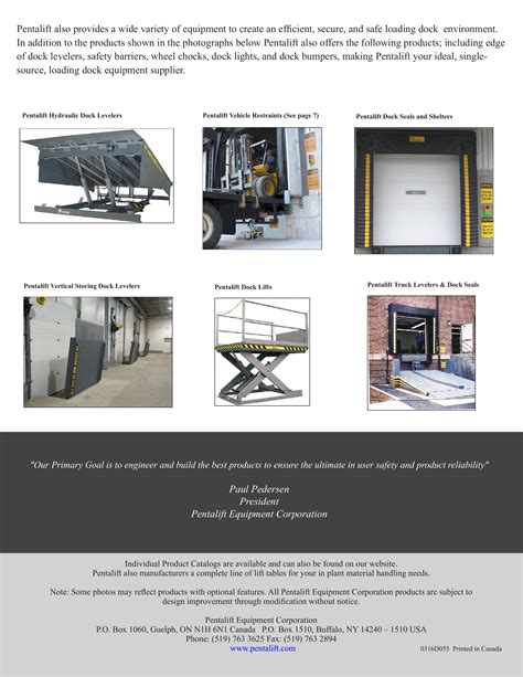 Pentalift Equipment Corp Catalogs Air Powered Loading Dock Levelers