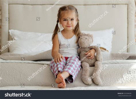 Cute Little Girl Pajama Hugging Her Stock Photo 525304630 | Shutterstock