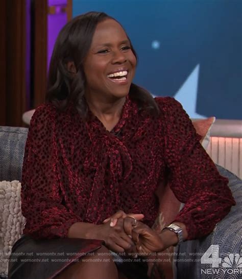 WornOnTV Deborah Roberts Red Sheer Tie Neck Blouse On The Kelly