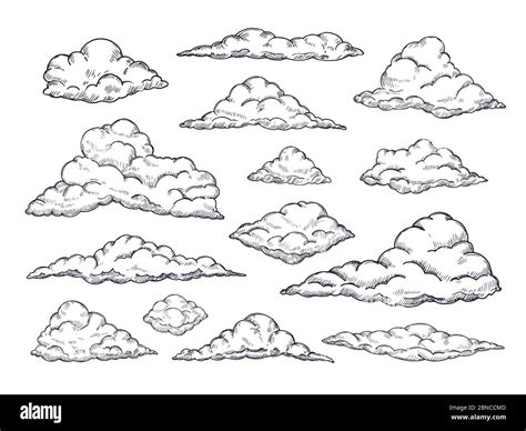 Nubes De Croquis Cielo Dibujado A Mano Nublado Bosquejo De La