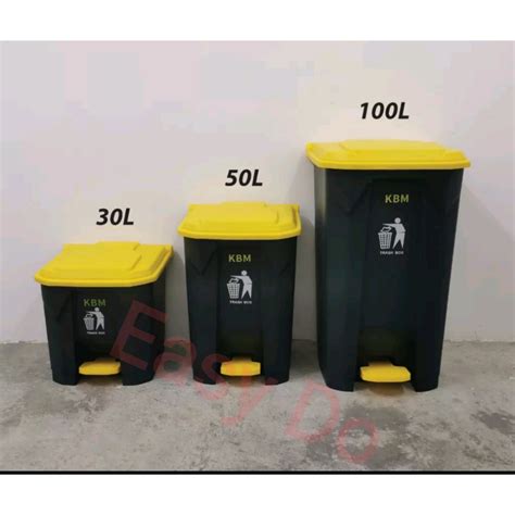 30L 50L 85L Black Yellow Plastic Dustbin With Pedal Kitchen