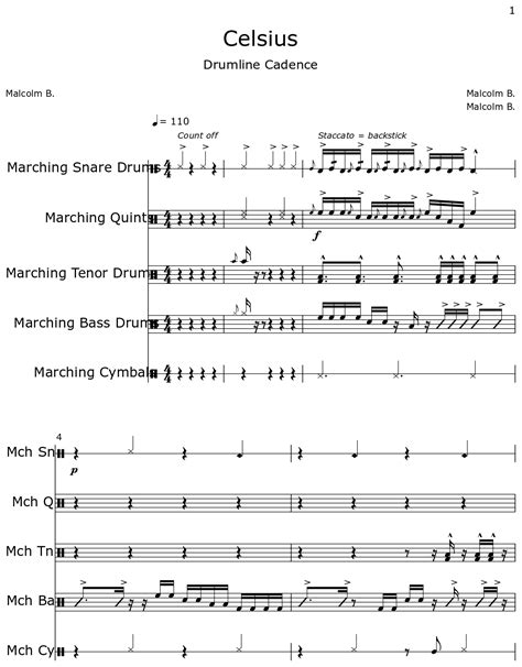 Celsius Sheet Music For Marching Snare Drums Marching Tenor Drums