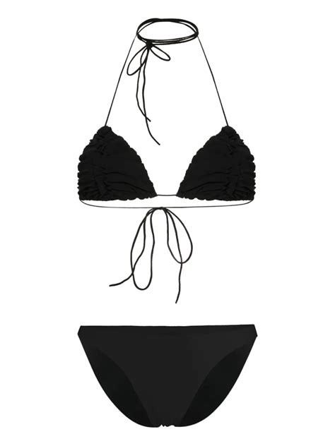 Amazuìn Janin ruffle trim Bikini Set Black FARFETCH