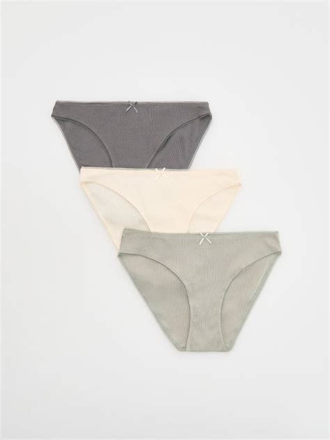 Bawełniane majtki bikini pack Kolor jasnoszary RESERVED BH X