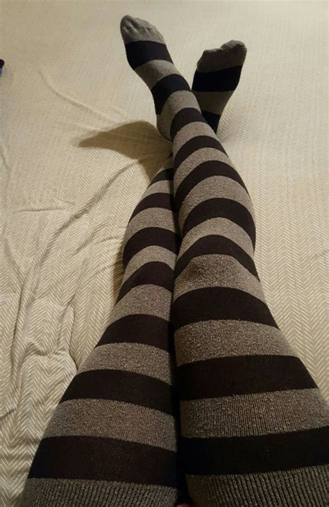 Black And Gray Striped Thigh Socks Thigh Socks Socks Aesthetic Striped Thigh High Socks