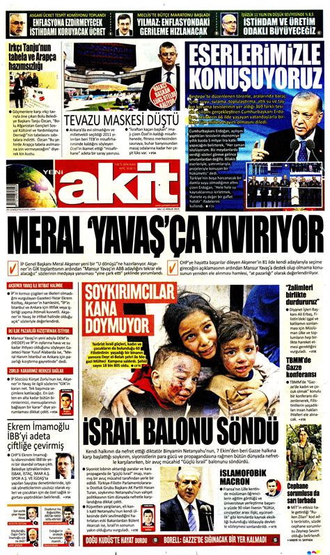 Yeni Akit Gazetesi 12 Aralık 2023 Salı Günü Manşeti