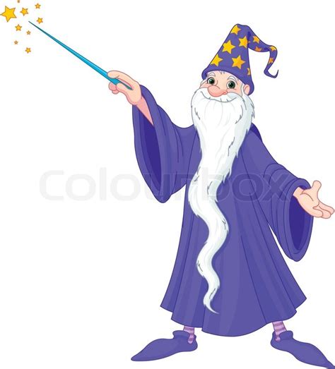 Cartoon Wizard Casting Spell Stock Vector Colourbox