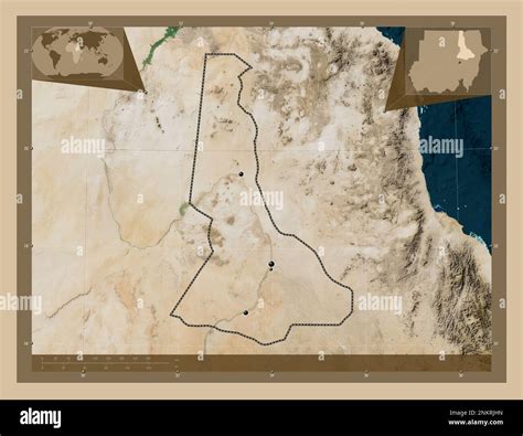 Nil État du Soudan Carte satellite basse résolution Lieux des