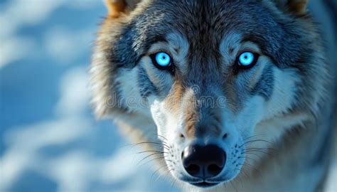 close   wolf  face  red  blue flames generative ai stock