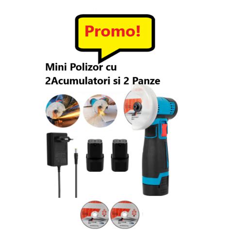 Mini Polizor Unghiular Cu 2 Acumulatori Si 2 Panze 12 V