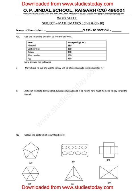 Worksheets For Class 4 Maths With Practice Papers By Worksheetsbag Issuu