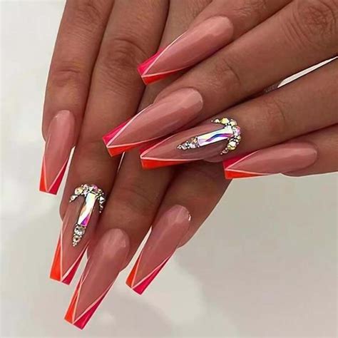 Rikview French Tip Press On Nails Long Fake Nails Coffin Acrylic Nails