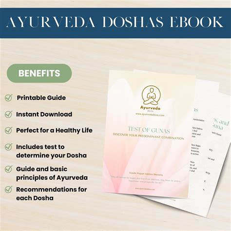 Ayurveda Dosha Test And Ebook Printable Workbook With Ayurvedic