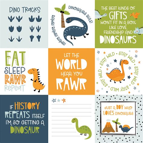 Echo Park Dino Mite 12x12 4x4 Journaling Cards Scrapbook Super Station