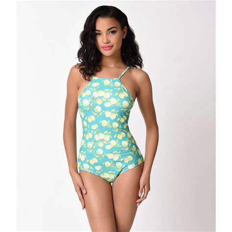 Kingdom And State Mint And Yellow Lemon Print One Piece Swimsuit 3 890 Php