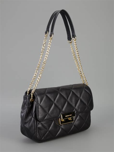 Michael michael kors Quilted Chain Shoulder Bag in Black | Lyst