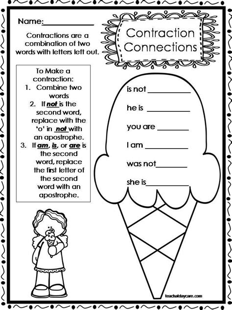 Printable Contractions Worksheets St Nd Grade Ela Etsy Canada