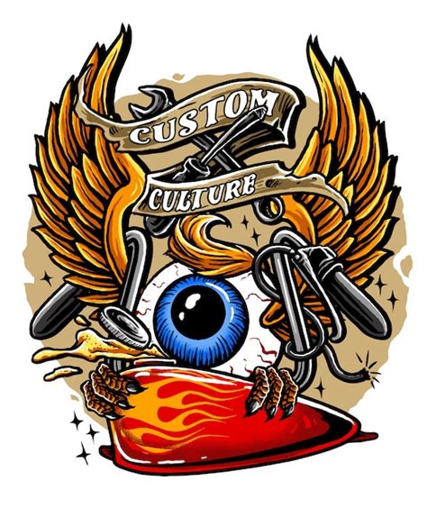 Premium Vector | Flying eyeball retro design