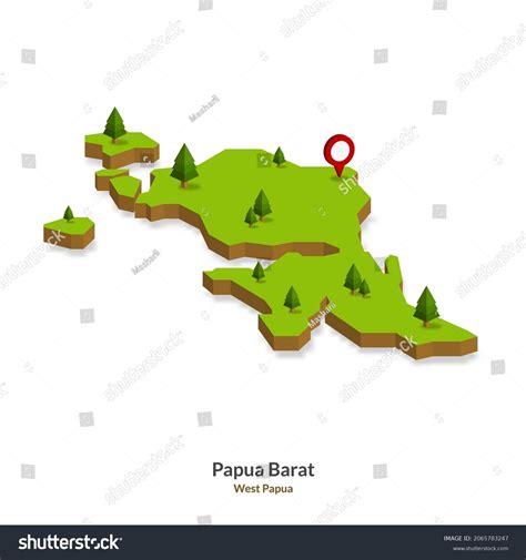 Isometric Map Of West Papua Province Indonesia Royalty Free Stock