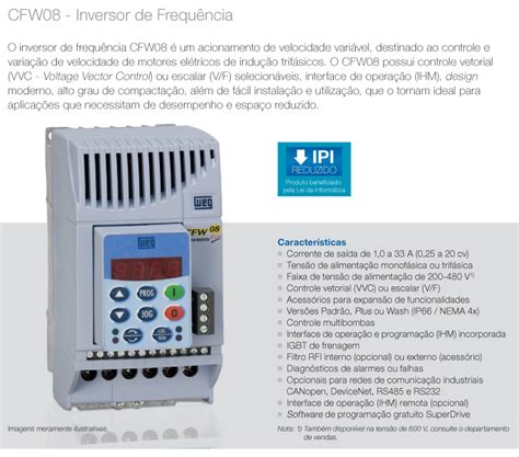 Inversor De Frequência Weg Cfw 08 0220 T 2024 Psz 7 5cv 22a R 2 367