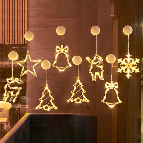 Christmas Decoration Santa Claus Snowflake Xmas Tree Suction LED Light Christmas Party Home ...