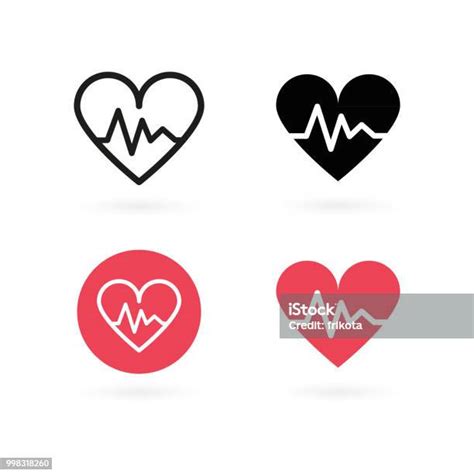 Ilustración De Conjunto De Iconos De Latidos Del Corazón Electrocardiograma Concepto De Ritmo De