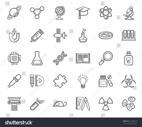 Science Icons Outline Drawing Monochrome Vector Stock Vector (Royalty Free) 622398740 | Shutterstock