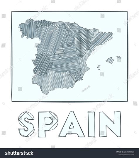 Sketch Map Spain Grayscale Hand Drawn Shutterstock