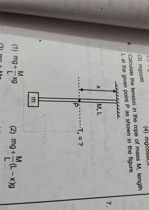 Mgcot Calculate The Tension In The Rope Of Mass M Length L At Th