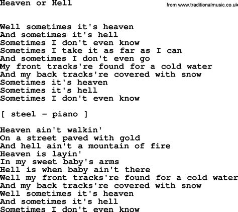 Willie Nelson Song Heaven Or Hell Lyrics