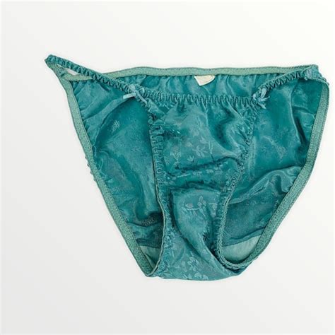 Teal Satin String Bikini Gem