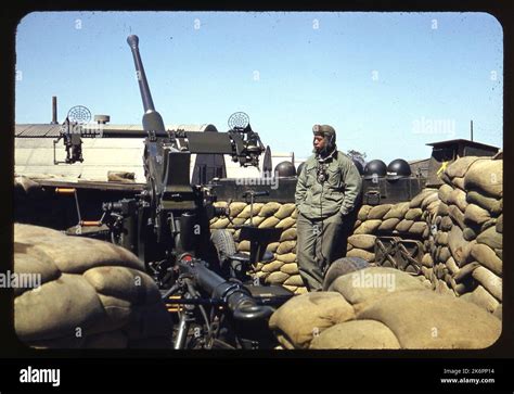 Three Quarter Left Rear View Of A Mm Bofors Anti Aircraft Gun In A