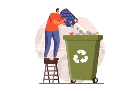 Premium Vector People Collecting Garbage Web Concept In Flat Design