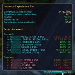 Lemmos Experience Bar World Of Warcraft Addons CurseForge