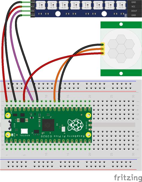 Raspberry Pi Pico Automatisches Nachtlicht Mit PIR Motion Detector HC