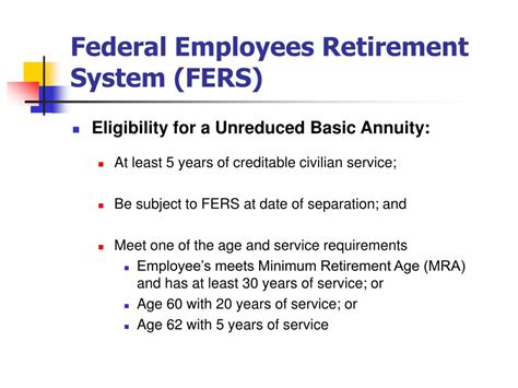 PPT - Federal Employees Retirement System (FERS) PowerPoint ...