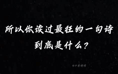 “所以你读过最狂的一句诗是什么？” 十月诗词 十月诗词 哔哩哔哩视频