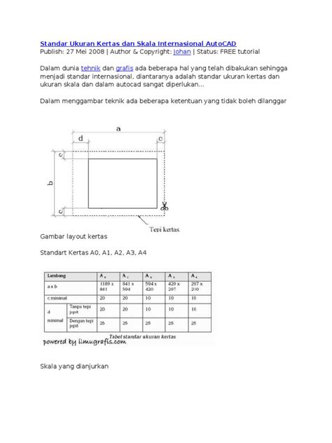 Pdf Standar Ukuran Kertas Dan Skala Internasional Autocad Dokumen Tips