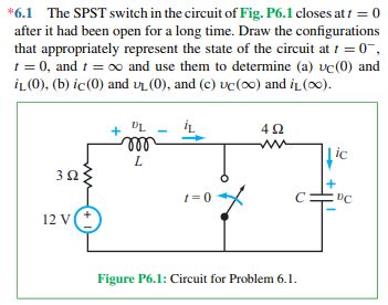 Solved 6 1 The SPST Switch In The Circuit Of Fig P6 1 Chegg