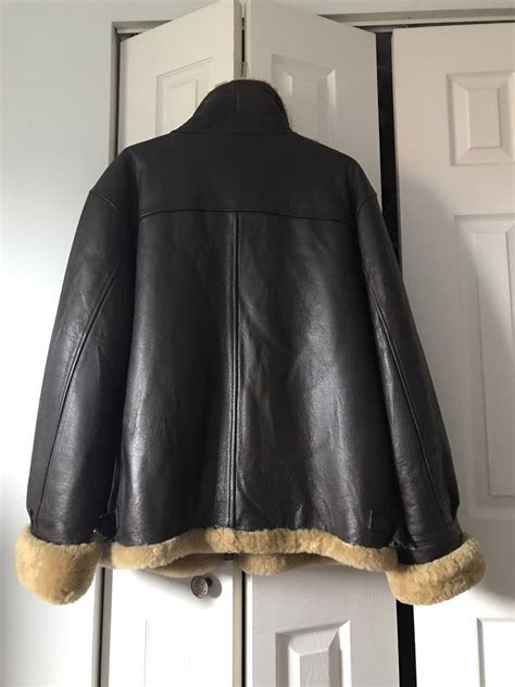 Mens Custom Leather Shearling Wool Aviator Jacket Br Gem